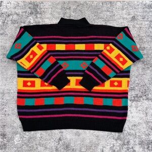 Colorful Geometric Vintage Sweater - 2X